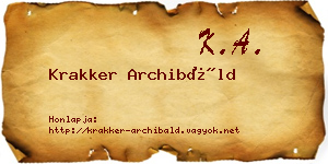 Krakker Archibáld névjegykártya